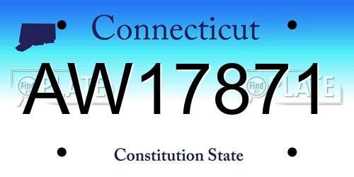 AW17871 Connecticut License Plate