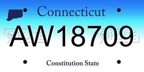 AW18709 Connecticut License Plate