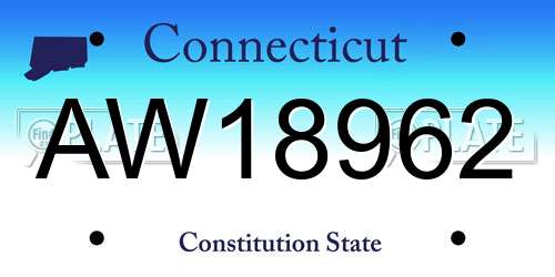 AW18962 Connecticut License Plate
