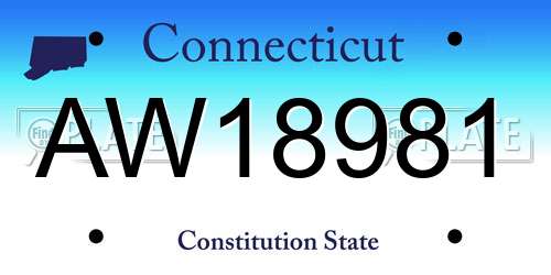 AW18981 Connecticut License Plate