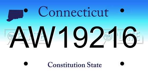 AW19216 Connecticut License Plate