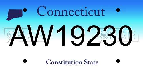 AW19230 Connecticut License Plate