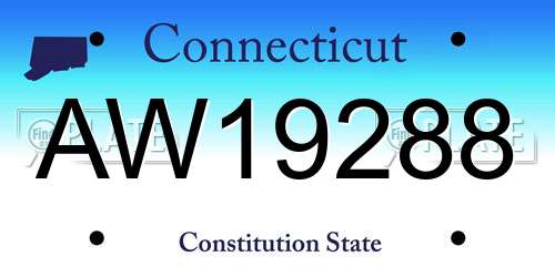 AW19288 Connecticut License Plate