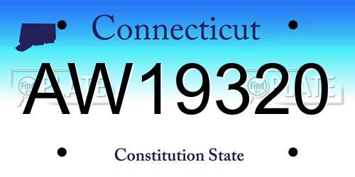 AW19320 Connecticut License Plate