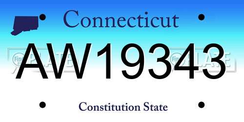 AW19343 Connecticut License Plate