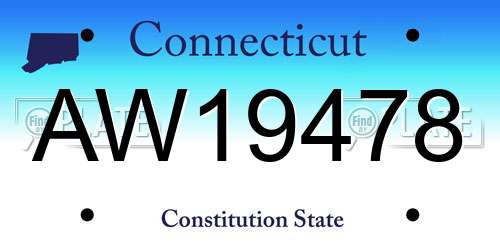 AW19478 Connecticut License Plate