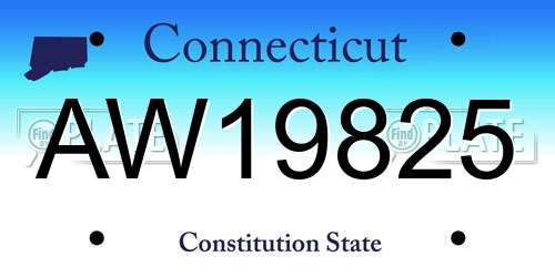 AW19825 Connecticut License Plate