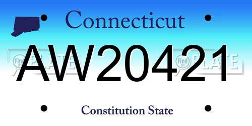 AW20421 Connecticut License Plate