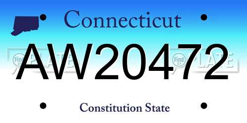 AW20472 Connecticut License Plate