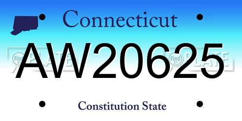 AW20625 Connecticut License Plate