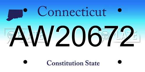 AW20672 Connecticut License Plate
