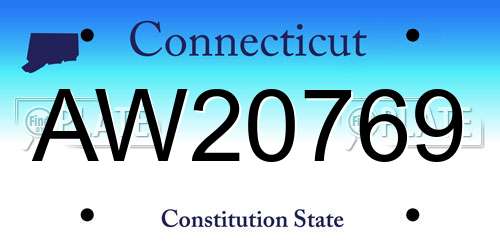 AW20769 Connecticut License Plate