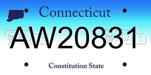 AW20831 Connecticut License Plate