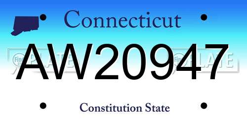 AW20947 Connecticut License Plate