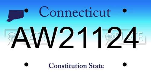 AW21124 Connecticut License Plate