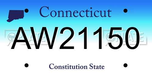 AW21150 Connecticut License Plate