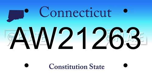 AW21263 Connecticut License Plate