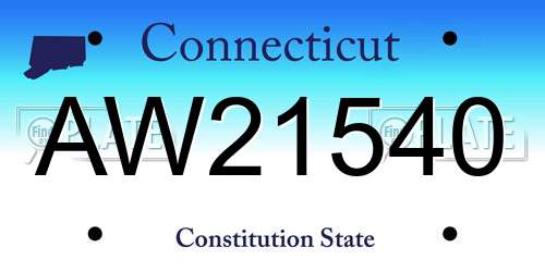 AW21540 Connecticut License Plate
