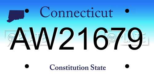 AW21679 Connecticut License Plate