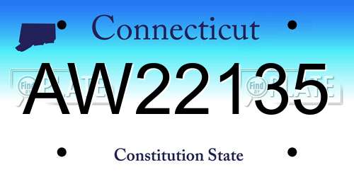 AW22135 Connecticut License Plate