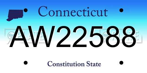 AW22588 Connecticut License Plate