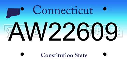 AW22609 Connecticut License Plate