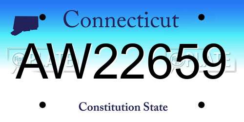 AW22659 Connecticut License Plate