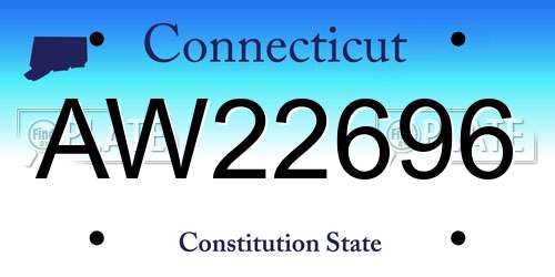 AW22696 Connecticut License Plate
