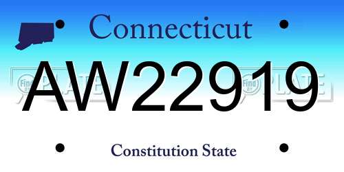 AW22919 Connecticut License Plate