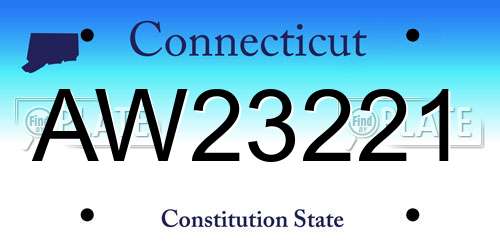 AW23221 Connecticut License Plate