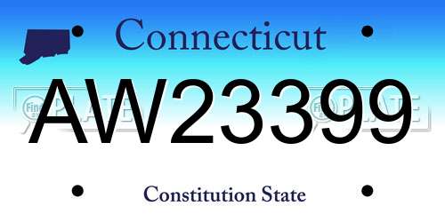 AW23399 Connecticut License Plate
