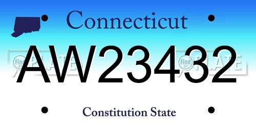 AW23432 Connecticut License Plate