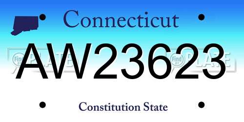 AW23623 Connecticut License Plate