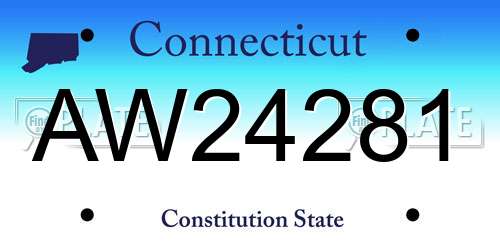 AW24281 Connecticut License Plate