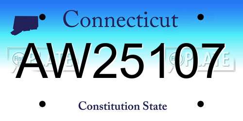 AW25107 Connecticut License Plate