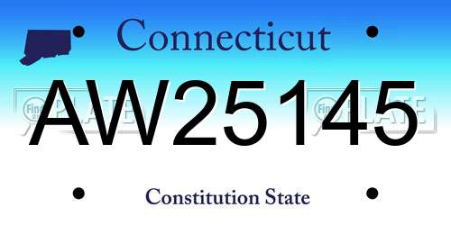 AW25145 Connecticut License Plate