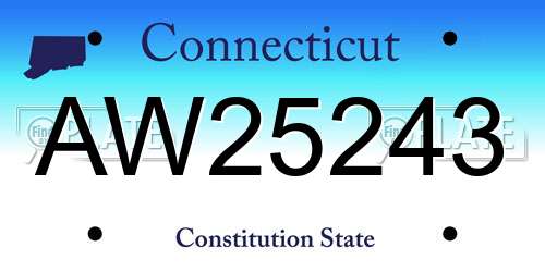 AW25243 Connecticut License Plate