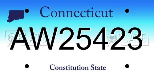 AW25423 Connecticut License Plate