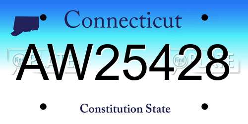 AW25428 Connecticut License Plate