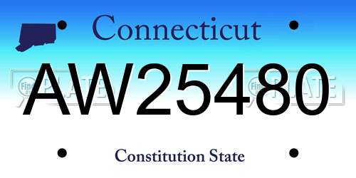 AW25480 Connecticut License Plate