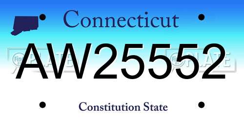 AW25552 Connecticut License Plate