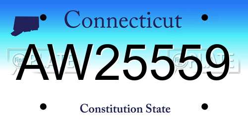 AW25559 Connecticut License Plate