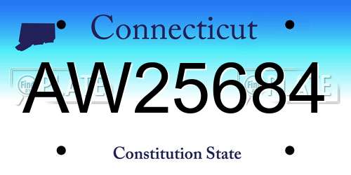 AW25684 Connecticut License Plate