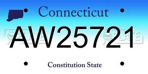 AW25721 Connecticut License Plate