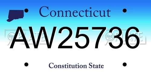 AW25736 Connecticut License Plate