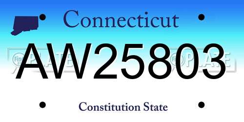 AW25803 Connecticut License Plate