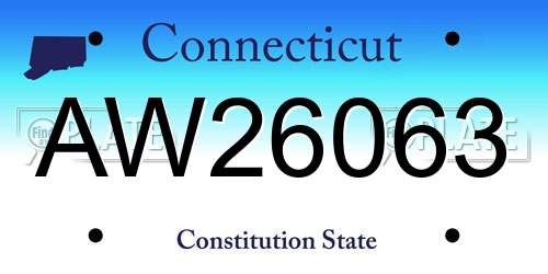 AW26063 Connecticut License Plate