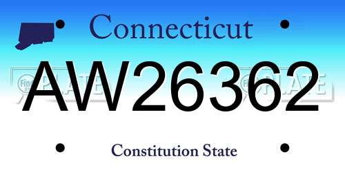 AW26362 Connecticut License Plate