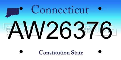 AW26376 Connecticut License Plate