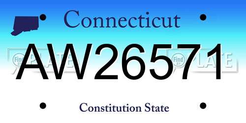 AW26571 Connecticut License Plate